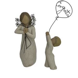 2 Willow Tree Hand-Painted Figures Friendship & Congrats Sculpted